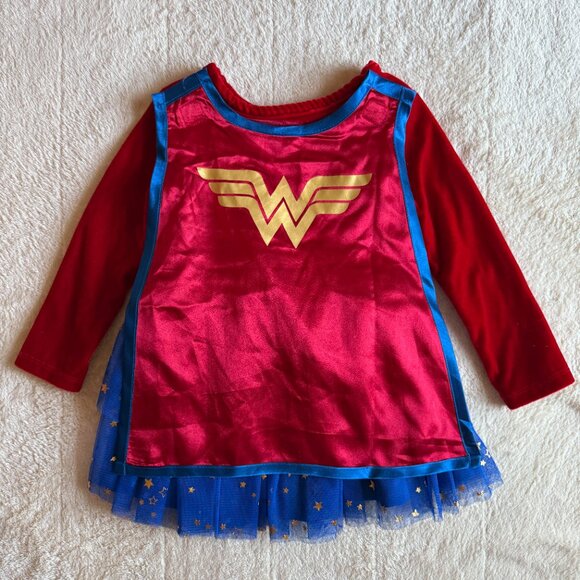 Wonder Woman Tutu Dress Halloween Costume with Velcro Cape ~ Size 12-18 Months - Picture 3 of 6